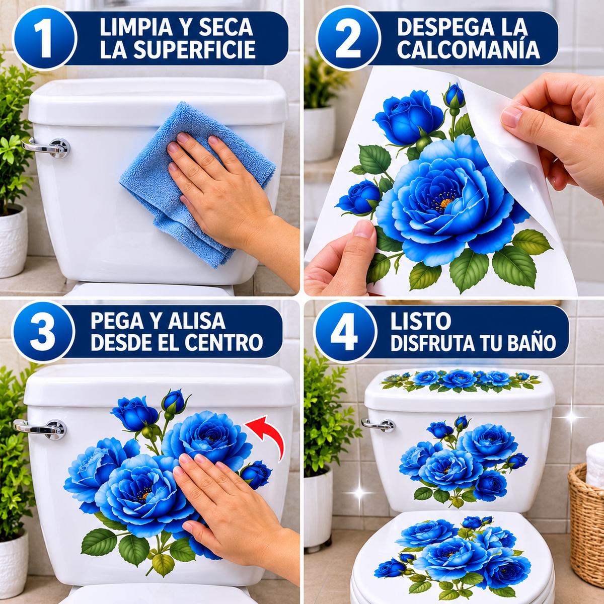 Adhesivos Florales Decorativos para Inodoro